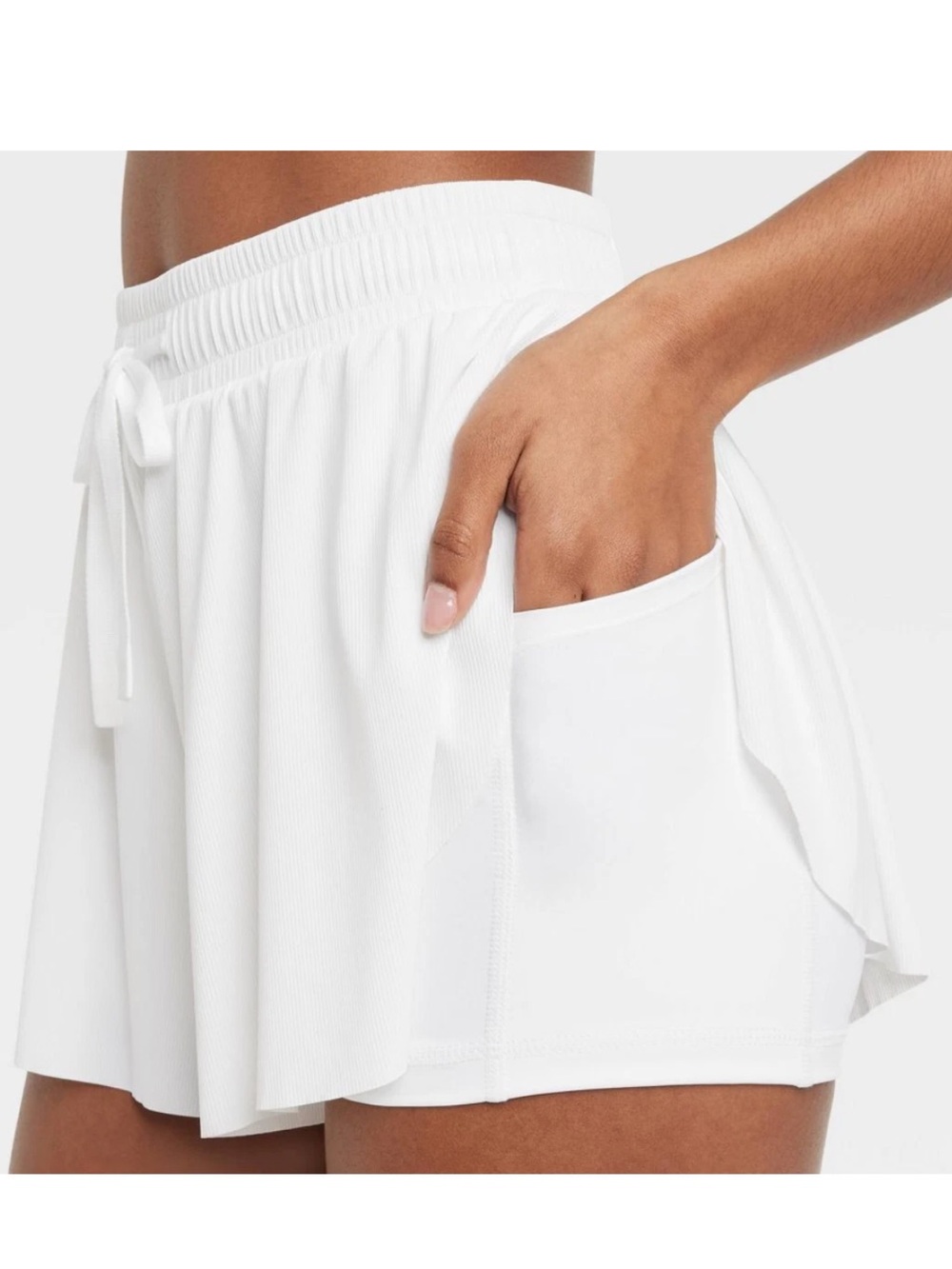 Women's Mid-Rise Double Layer Run Shorts White JoyLab size Medium NWT